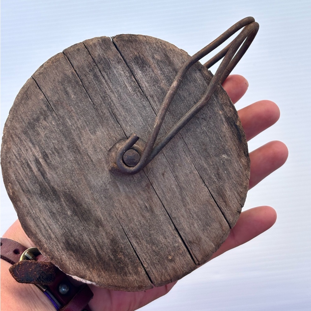 Antique Wooden Pulley Rustic Farm Tool Decor